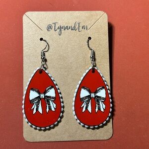 Baseball Mom Bow Earrings
